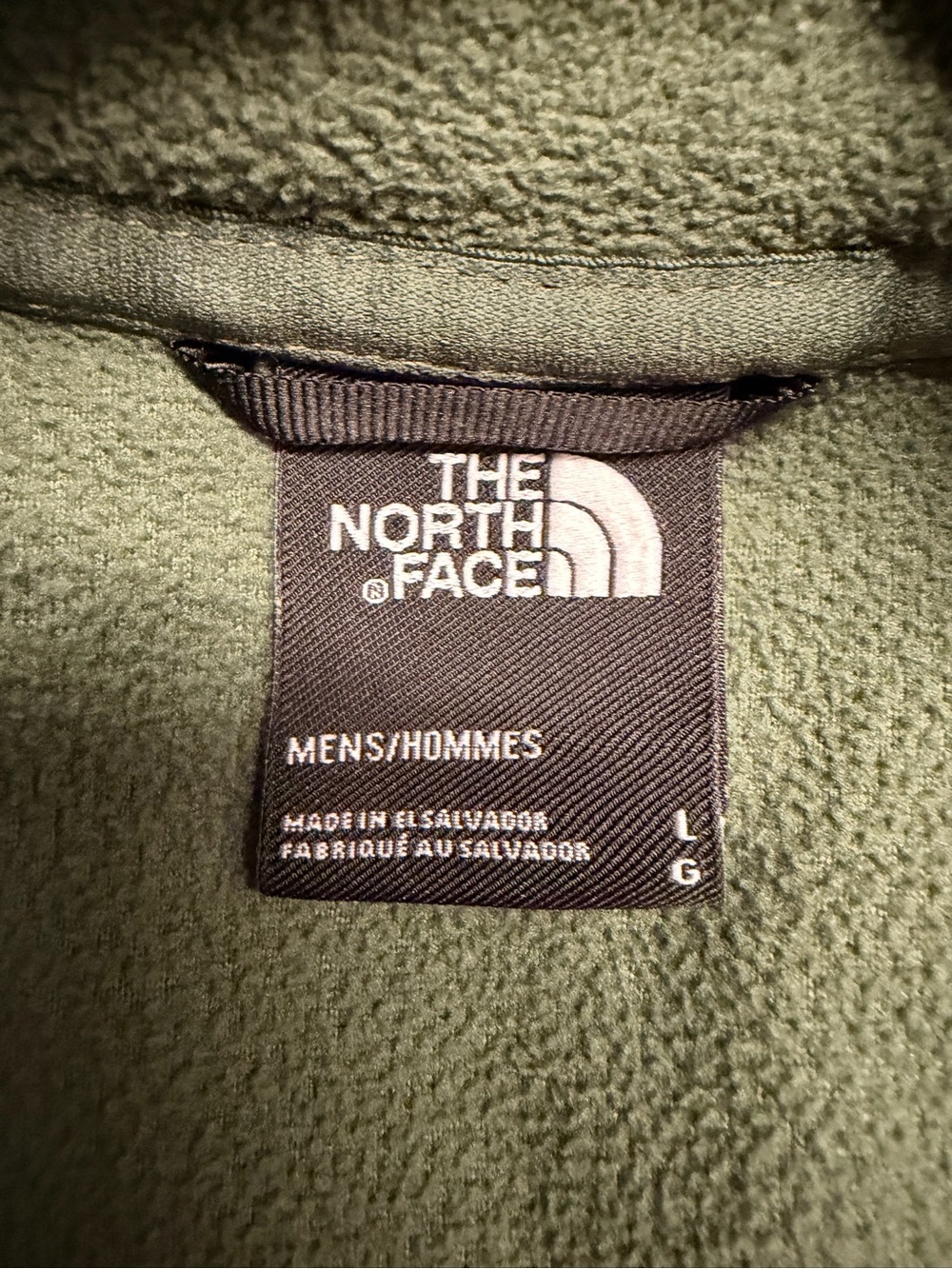The North Face Mens Olive Green Quarter-Zip Fleece Pullover Sweater Large - Picture 3 of 4